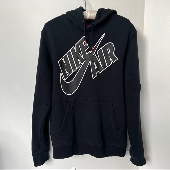 Nike | Shirts | Nike Air Black Pull Over Large Logo Swoosh Red Tag Sweatshirt  Hoodie Sz Medium | Poshmark